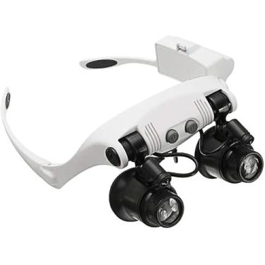 Imagem de Lupas Lupa 4 Lentes 10x 15x 20x 25x Suporte Headband Lupa Óculos Com 2 Luzes Óculos De Ampliação De Olhos Ferramenta De Ampliação
