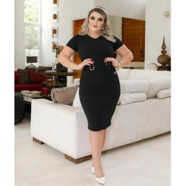 Imagem de Vestido Midi Plus Size 2 Fivelas Moda Evangélica Feminina - Miss Flowe