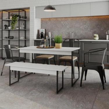 Imagem de Mesa de Jantar com 1 Banco Estilo Industrial TUB - Compace Decor, Bran