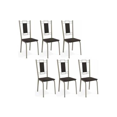 Imagem de Kit 6 Cadeiras de Cozinha Florença 2C005NK Aço 6 Un Niquel/Preto - Kappesberg