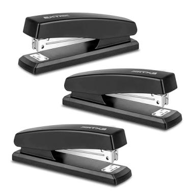 Imagem de Grampeador – grampeadores para mesa, grampeador preto resistente, pacote com 3, grampeadores com capacidade para 25 folhas para escritório e casa