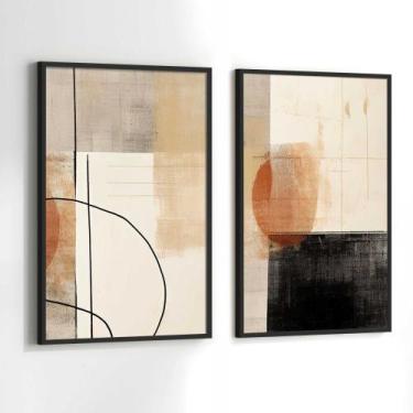 Imagem de Conjunto Quadros Decorativos com Moldura Abstrato Moderno Geometrico M