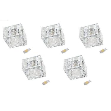 Imagem de 5 Spot Cristal K9 Hall Lavabo Embutir AC974 + Led 3W Branco Quente - A