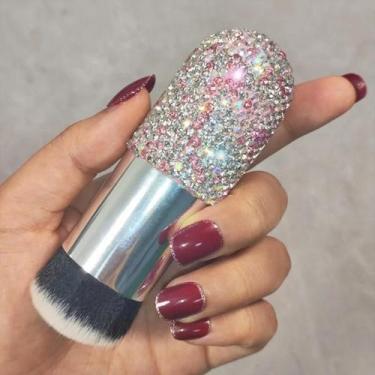 Imagem de Pincel De Maquiagem Para Blush E Iluminador Em Aço Inoxidável Prateado