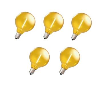 Imagem de NICONIK Pacote com 5 lâmpadas de Natal de substituição de LED amarelo G40, base de candelabro E12, plástico inquebrável, para luzes de corda de Natal ao ar livre (5 peças)
