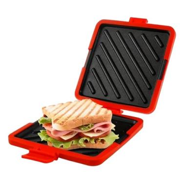 Imagem de Sanduicheira de micro-ondas resistente ao calor com capa de silicone, sem necessidade de eletricidade para lanches de café da manhã, frigideira de micro-ondas