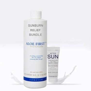 Imagem de DurbaLife Pacote de alívio de queimaduras solares: Aloe First 500 ml 78,43% Aloe Vera e própolis de abelha + gel refrescante pós-sol com iogurte grego comestível real 20 ml