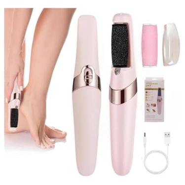 Imagem de Lixador de Pé Elétrico Recarregável USB, 2 Rolos para Pedicure, 100 Minutos de Uso, Rosa