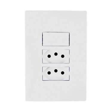 Imagem de Kit 2 Interruptor 1 Tecla Simples e 2 Tomadas Bco. 10A I9 - ILUMI