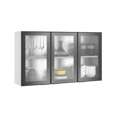 Imagem de Armário Alto Exclusive Com 3 Portas De Vidro Itatiaia Branco Com Preto