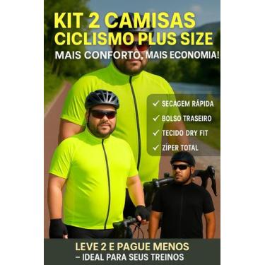 Imagem de Kit 2 Camisas Ciclismo Masculina Plus Size Dry Fit GG XG XGG  Secagem 
