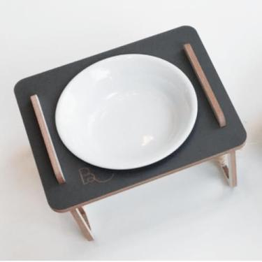 Imagem de Comedouro elevado para cães de mini e pequeno porte e gatos (Rosa, Unitário) - Bastet (Cinza Grafitto)