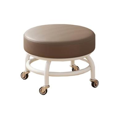 Imagem de Banqueta de rodinhas de baixa altura, banquetas de couro PU, cadeira de rodas resistente, rotação de 360° para limpeza doméstica, garagem, banco fixo, exterior, escritório, trabalho, limpeza de pisos