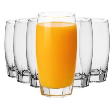 Imagem de Conjunto de 6 Copos de Vidro Florense Transparente, 370 ml Quadrado Suco Agua Refrigerante Mesa Posta, Jogo de Copos