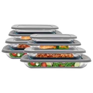 Imagem de Travessa Retangular Life Pacote 8 Pcs, Forno, Freezer, Mesa Ideal para Assar, Servir e Armazenar Alimentos – Refratárias em Vidro Resistente para Forno, Mesa e Geladeira