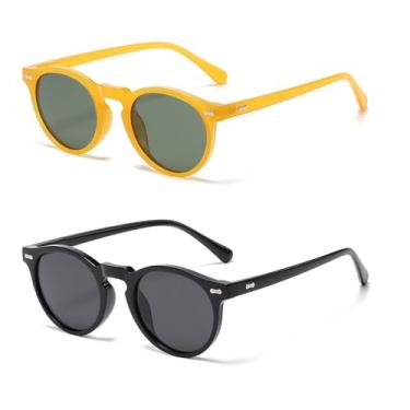 Imagem de Ridering Óculos de sol redondos polarizados para crianças, lindos óculos de sol retrô para crianças, meninas, meninos, festas, praia, sombras de 3 a 9 anos, Preto + laranja, tamanho �nico