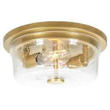 Imagem de Rosient Luminária De Teto Moderna Embutida Com Efeito Cascata Vidro, Perto Da Lâmpada, Placa Metal Para Quarto, Corredor, Cozinha, Sala Jantar, Estar, Hall Entrada, Varanda, Dourado Ros63A Bg