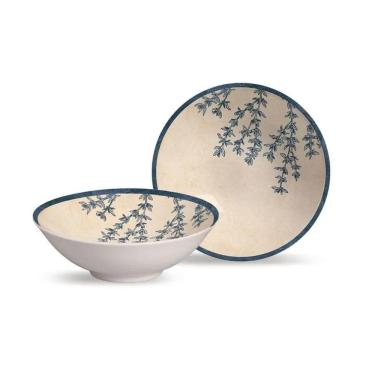 Imagem de Conjunto 6 Bowls Decorados 300ml Cerâmica Branca