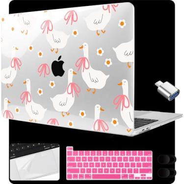 Imagem de MEEgoodo Capa para MacBook Pro de 13 polegadas 2022 2021 2020 A2338 M2/M1 A2251 A2289 com Touch ID, capas rígidas transparentes para laptop com capa de webcam, filme trackpad e adaptador tipo C