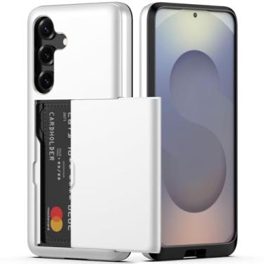 Imagem de Nvollnoe Capa para Samsung Galaxy S25 com suporte para cartão de camada dupla, capa protetora resistente, compartimento oculto para cartão, capa carteira fina para Samsung S25 de 6,2 polegadas (branca