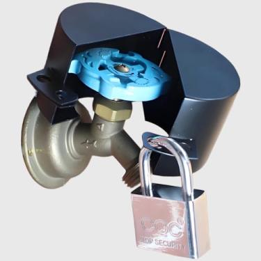 Imagem de Trava de torneira externa - Trava de torneira de água, trava de babador de mangueira, travas de torneira duráveis ao ar livre com cadeado com chave, trava externa para crianças, evita roubo de água,