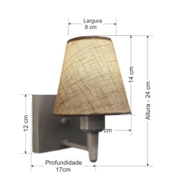 Imagem de Arandela Quadrada Md-2034 Cinza Cúpula Em Tecido Cone Rustico Bege - Bivolt