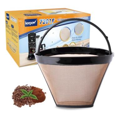 Imagem de KEEPOW Filtro de café reutilizável de substituição para 14 xícaras compatível com cafeteira Cuisinart DCC-3200 DCC-1200, cesta de filtro de café dourada, 10, 12, 14 xícaras