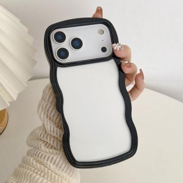Imagem de QLTYPRI Capa compatível com iPhone 17 Pro, linda moldura ondulada encaracolada transparente para meninas e mulheres, capa protetora de silicone TPU macio transparente à prova de choque para iPhone 17