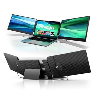 Imagem de Teamgee Monitor portátil de 14 polegadas, extensor de tela de laptop FHD IPS com suporte e alto-falantes dobráveis, HDMI/USB-A/Tipo-C Plug-Play para laptops de 33.0 cm-43.2 cm (trabalho remoto de