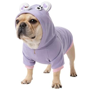 Imagem de CHEERTAILS Fantasias de Halloween para cães, buldogue francês, roupas para cães médios, meninas, meninos, roupas francesas, fantasias de Halloween, casaco de inverno com capuz para cães e gatos, urso
