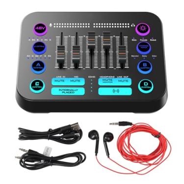 Imagem de Heayzoki Mixer de áudio para Jogos, Interface de áudio para Streaming de Podcast PC, Placa de Som Com Potência Pro PreHP 48V, Iluminação RGB, Controle de Canal Pessoal, Monitoramento Em