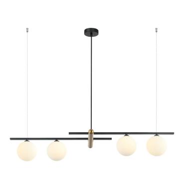 Imagem de Pendente Retangular 98x23x16,5cm 100w 4XG9 HL017LW Bambu Bella Iluminação Preto/Dourado