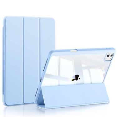 Imagem de Smartdevil Capa para iPad Pro 11 polegadas 2024 (M4, 7ª geração) com suporte para lápis, capa fina com três dobras com parte traseira rígida transparente, proteção antidobra, despertar/hibernar