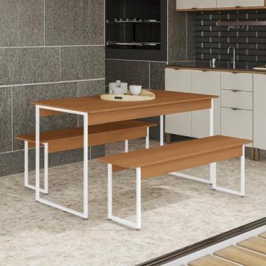 Imagem de Mesa de Jantar com 2 Bancos Li013 136cm Crome Industrial - Kappesberg