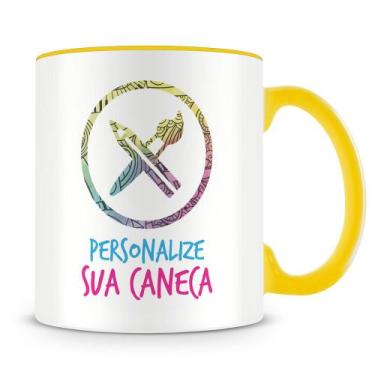 Imagem de Caneca Personalizada Amarelo com Alça e Interior - Personalize do Seu 