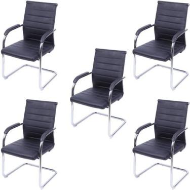 Imagem de Kit 5 Cadeiras Escritório Interlocutor Fixa Esteirinha Florença 3322 -