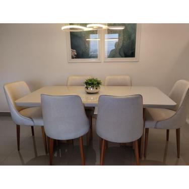 Imagem de Sala de Jantar Madeira Maciça com Vidro 6 Cadeiras 1,80x0,90m - Talia - Espresso Móveis