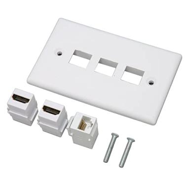Imagem de Zhjvihx Placa de Parede Dos Ethernet da Relação Dos Multimédios de Hd, Conector Ethernet da Placa de Parede Rj45 Pedra Angular de 1 Porta Cat6 para Hdtv para Computadores