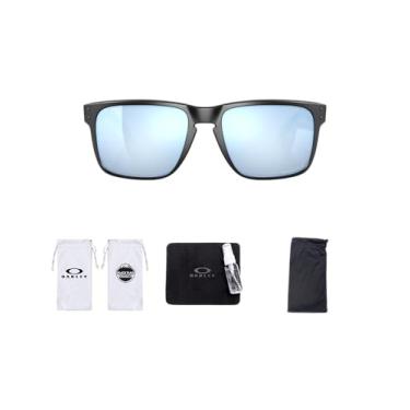 Imagem de Oakley Óculos de sol quadrados Holbrook XL OO9147 | Pacote com kit de limpeza e bolsa de microfibra adicional, Preto fosco/Prizm Deep Water Polarizado