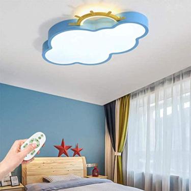 Imagem de Luminária de teto LED regulável com controle remoto Luz de teto fina de acrílico Nuvem Sol Luminária de parede para quarto infantil Iluminação de teto para quarto de menino e menina Sala de