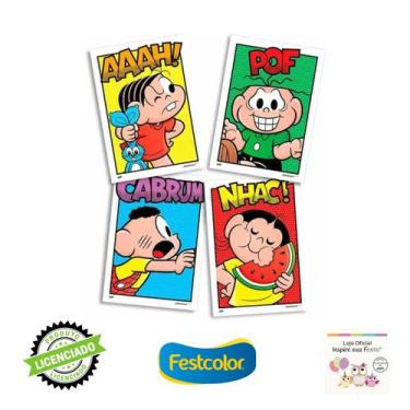 Imagem de Quadros Decorativos Festa Turma da Mônica 21x31cm 4 Unidades Festcolor