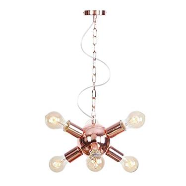 Imagem de Lustre, Luz de teto, Abajur retrô de 15 luzes, Base E27, Luminária pendente de ferro e metal para ambientes internos, Lustre com fiação, 6 luzes (9)