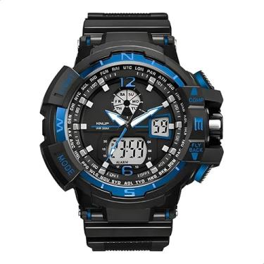 Imagem de Relogio Masculino Digital Analógico Esportivo casual Resistente a agua Alarme Cronômetro (Azul)