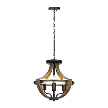 Imagem de Lustre moderno de fazenda pendurado para corredor, varanda, sala de jantar, entrada, cozinha, quarto, luminária rústica com charme vintage