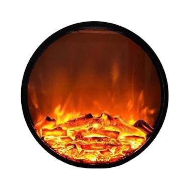 Imagem de Lareira Decorativa Inserções de lareira elétrica redonda, efeito chama 3D realista, decorativa embutida e montada na parede(Médio)