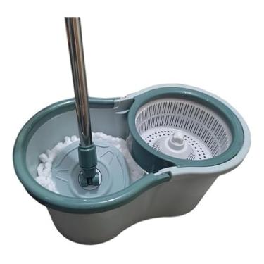 Imagem de Mop Giratório 12L com Balde Plástico e Esfregão de Microfibra – Limpeza Prática e Compacta para Pisos e Azulejos