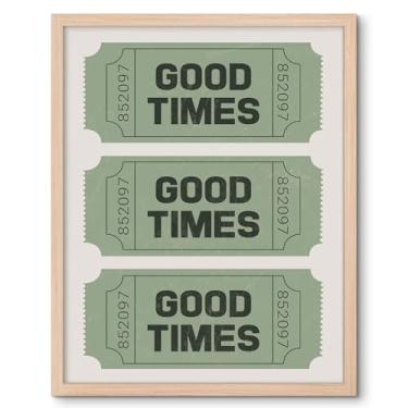 Imagem de C8BUSIS Arte de parede moderna Good Times Ticket Poster Prints Vintage Canvas Wall Decor Girly Painting Picture Modern Aesthetic Artwork for Preppy Dorm Bathroom Bedroom Office Home Decoration, Framed
