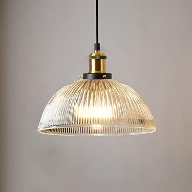 Imagem de YQSLQZZ Lustre de vidro de cabeça única estilo industrial, moderno minimalista cozinha ilha restaurante bar sala de estar decoração de teto luminária suspensa, luzes pendentes vintage internas