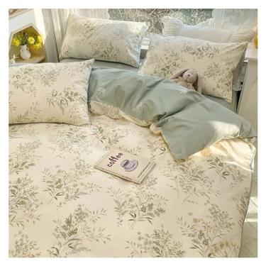 Imagem de Lindo conjunto de capa de edredom com estampa de corvo cereja laranja solteiro casal tamanho queen com fronhas de lençol plano (D duplo 4 peças 180 x 220)