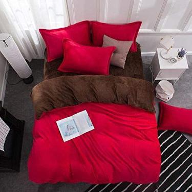 Imagem de Jogo de lençol de flanela de veludo, flanela grossa, dois lados, cor sólida, jogo de cama com capa quente de inverno - Ydl23_Twin Size 3 peças (Ydl6 Twin size 3 peças)